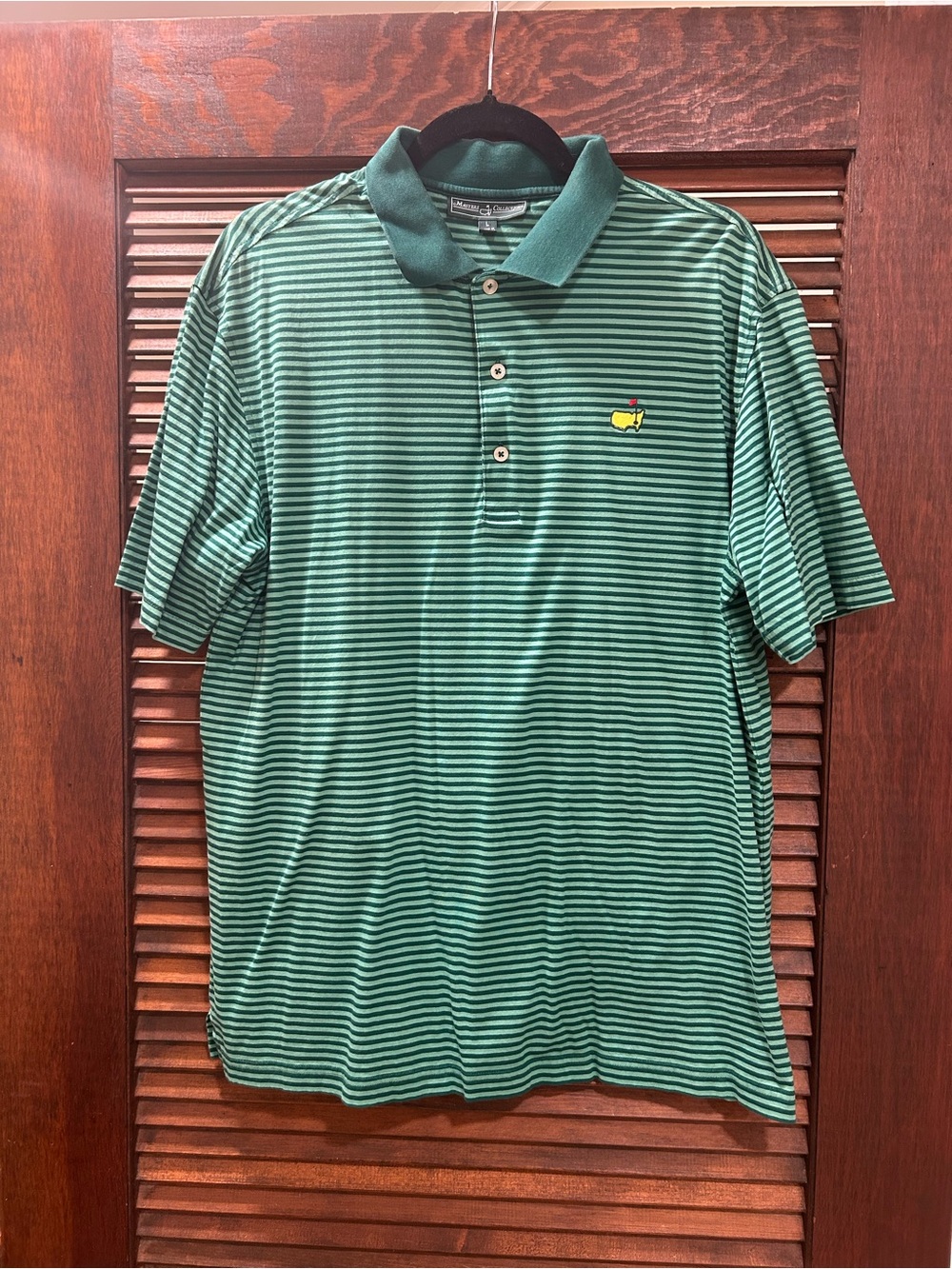 Masters Collection Green Striped 100% Pima Cotton Men’s Golf Polo